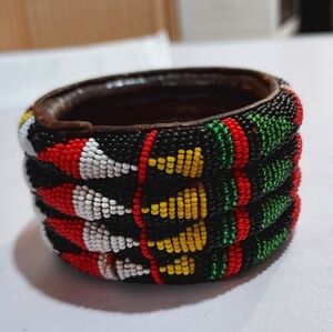 Vintage Tribal African Beaded Bangle Bracelet rare